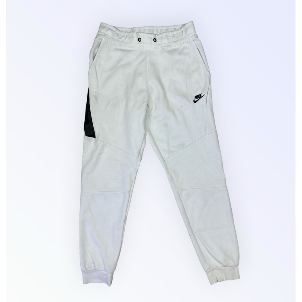 Nike‎ Tech Fleece Jogger Pants White Black Men's Size Medium Sweatpants PLZ READ